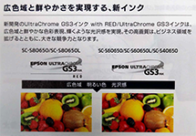 Epson UltraChrome GS3インク　広域色と鮮やかさを実現する、新インクの説明画像